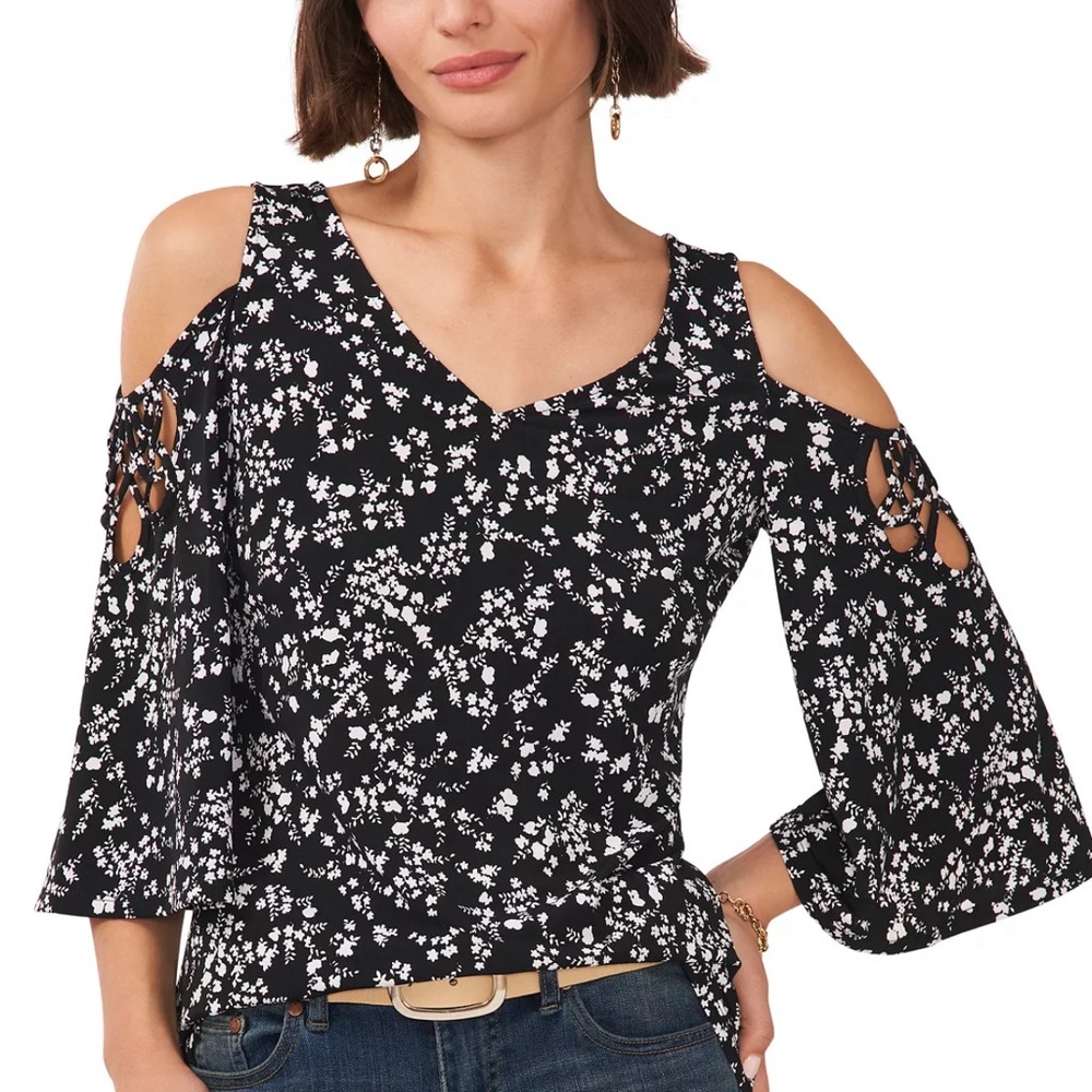 Vince Camuto Ditsy Floral Cold Shoulder Top